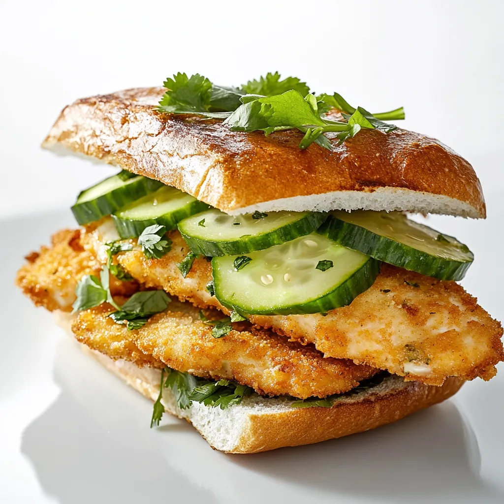 Crispy Cilantro Lime Chicken Sandwich with Cucumber Salad