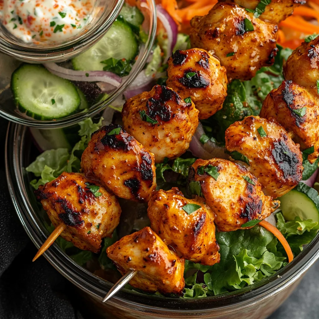Air-Fried Cowboy Butter Chicken Skewers with Jar Salad